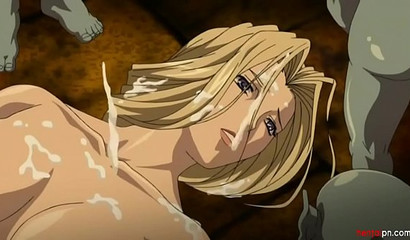 Anime chick lets throbbing goblin cocks to ruin her