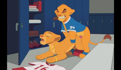 Young Nala and Simba Hakuna Matata in a locker room