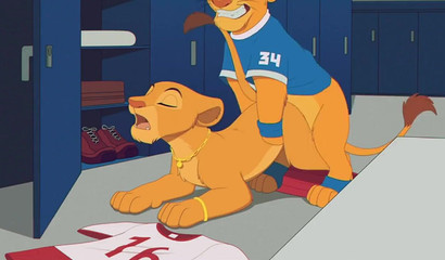 Young Nala and Simba Hakuna Matata in a locker room