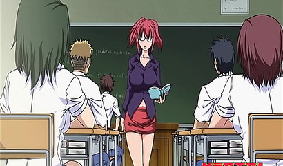 Young anime slut makes teacher's pussy squirt for her