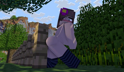 Jenny's pussy makes Minecraft wall melt with her lady juices