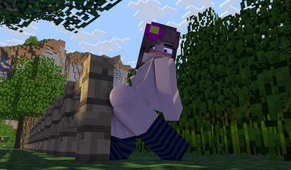 Jenny's pussy makes Minecraft wall melt with her lady juices