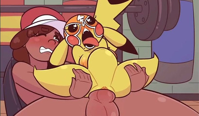 Pokemon trainer makes Pikachu light up when she cums