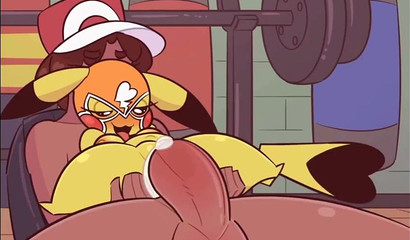 Pokemon trainer makes Pikachu light up when she cums