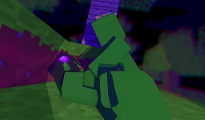 She makes a mess out of his Minecraft zombie dick