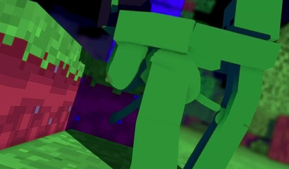 She makes a mess out of his Minecraft zombie dick