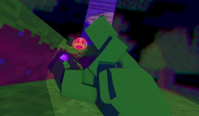 She makes a mess out of his Minecraft zombie dick