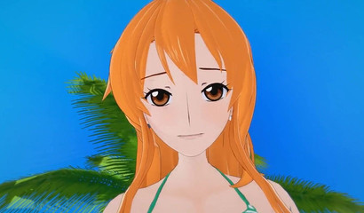 Nami gives One Piece of her 3D pussy on the beach