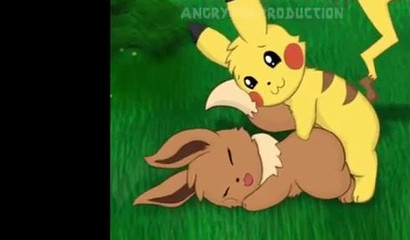 Pikachu lights up Eevee's Pokemon pussy