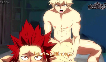 Bakugo can't stop cumming in Kirishima's hentai ass