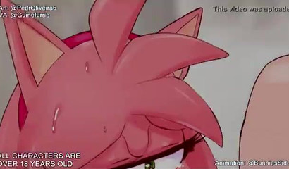 Furry Hentai princess Amy Rose cumming on top of Sonic's majestic dong