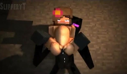 Ebony Minecraft hunk destroying a hole that keeps asking for more