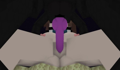 Huge purple sausage shakes the Minecraft hentai porn paradise