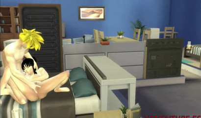 Gohan and Chichi fuck in a missionary position, 3d porn Dragon Ball