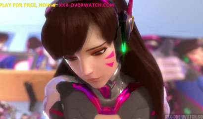Brunette D.Va Rides Your Dick, cartoon porn parody of Overwatch