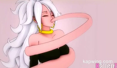 Cartoon blonde Android 21 raped by tentacles