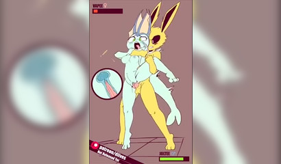 Jolteon standing up fucks his sexy girlfriend in a 3D sex cartoon