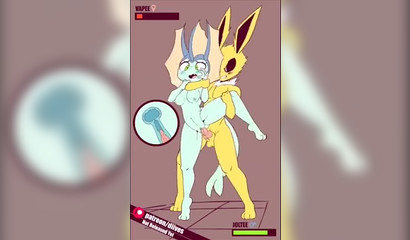Jolteon standing up fucks his sexy girlfriend in a 3D sex cartoon