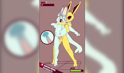 Jolteon standing up fucks his sexy girlfriend in a 3D sex cartoon