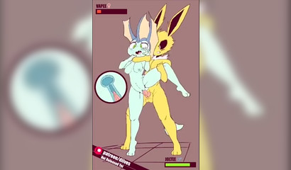 Jolteon standing up fucks his sexy girlfriend in a 3D sex cartoon