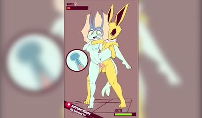 Jolteon standing up fucks his sexy girlfriend in a 3D sex cartoon