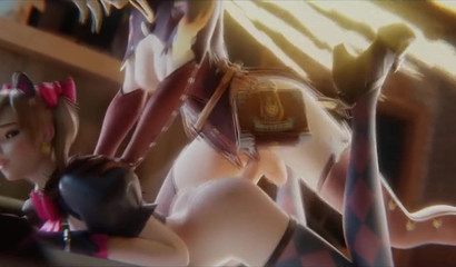 Porn cartoon Overwatch with dickgirl Mercy and sexy blonde D.Va