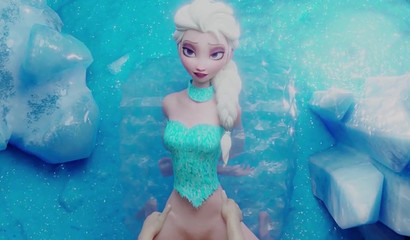 Nothing like huge 3D cocks to warm up Ana and Elsa's frozen holes