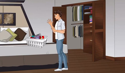 The magical necklace turns him into a smoking hottie