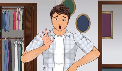 The magical necklace turns him into a smoking hottie