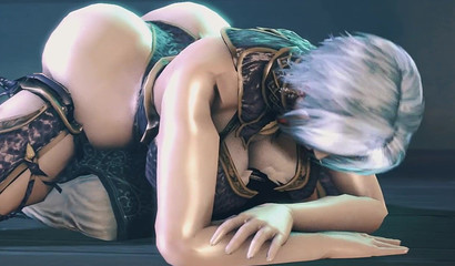 Ivy Valentine plants her 3D ass on his eager face