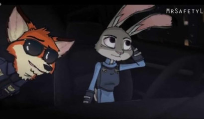 Judy Hopps can't resist taking Nick for a Zootopia ride