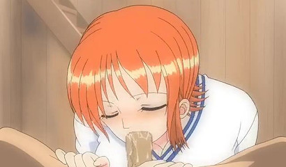 One-piece Cat Burglar Nami indulging herself with a man meat snack