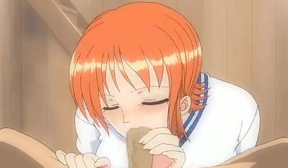 One-piece Cat Burglar Nami indulging herself with a man meat snack