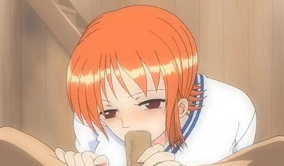 One-piece Cat Burglar Nami indulging herself with a man meat snack