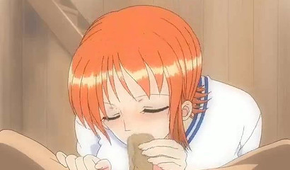 One-piece Cat Burglar Nami indulging herself with a man meat snack