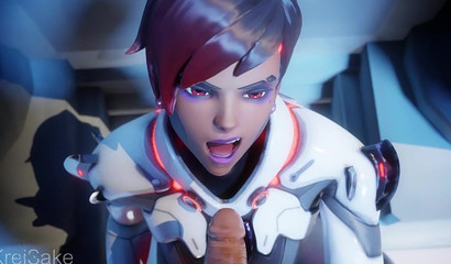 Sombra from Overwatch on a sperm-milking quest