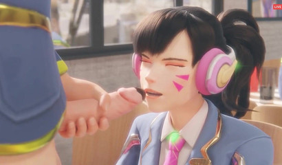 Porn prank on girl D.Va, instead of candy I got a dick in my mouth!