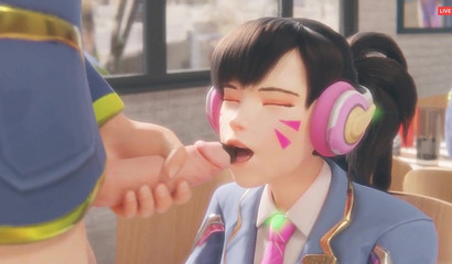Porn prank on girl D.Va, instead of candy I got a dick in my mouth!