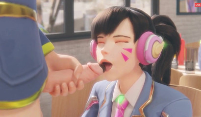 Porn prank on girl D.Va, instead of candy I got a dick in my mouth!