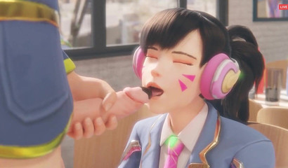 Porn prank on girl D.Va, instead of candy I got a dick in my mouth!