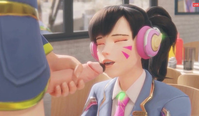 Porn prank on girl D.Va, instead of candy I got a dick in my mouth!