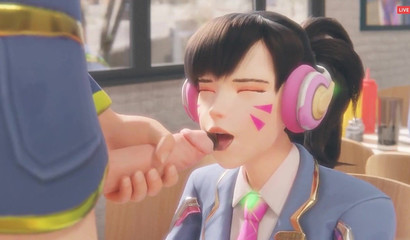 Porn prank on girl D.Va, instead of candy I got a dick in my mouth!