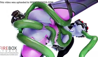 Widowmaker and her anal rape with long tentacles