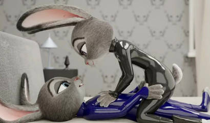 Sexy bunnies in latex fuck in the pose of a rider