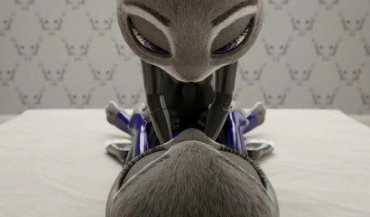 Sexy bunnies in latex fuck in the pose of a rider