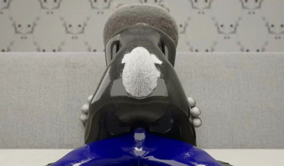 Sexy bunnies in latex fuck in the pose of a rider