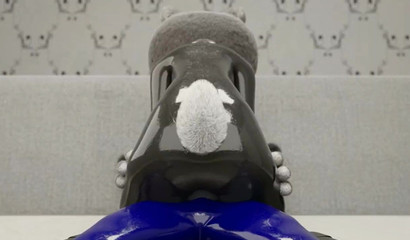 Sexy bunnies in latex fuck in the pose of a rider