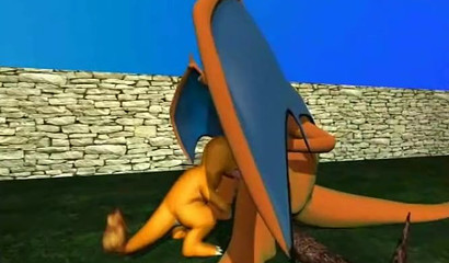 Baby Charmander sucks a huge cock of the dragon Chirizard