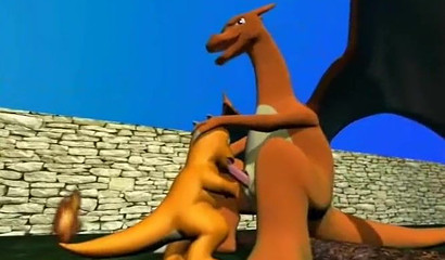 Baby Charmander sucks a huge cock of the dragon Chirizard