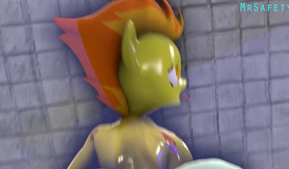 Rainbow Dash & Spitfire Has Strap-on Sex In The Showers!